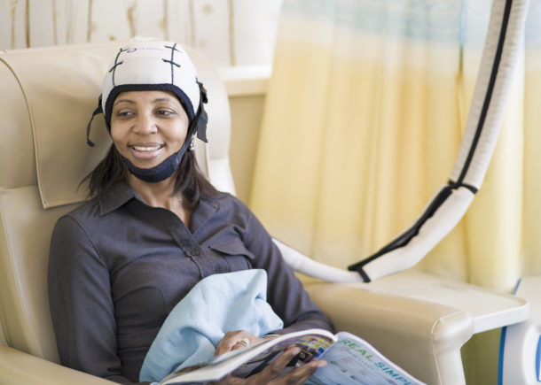 Woman with a Cooling Cap